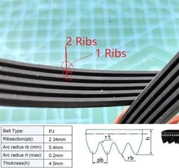 Aandrijfriem - V-snaar - Grasmaaier Onderhoud - Duurzaam Rubber - 410J 8 Ribs - Zwart — thumbnail 2