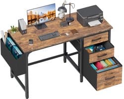 Computerbureau Rustiek Bruin - 120 cm Breed - Metaal En Hout - Voor Gamen En Studeren - Schrijftafel