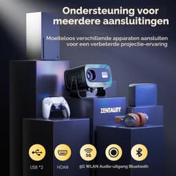 Mini Beamer 1000 ANSI Lumen - Full HD 1080p Resolutie - LED Projector - Android 13 Smart Beamer - Draagbaar Met Wifi En Bluetooth — thumbnail 3