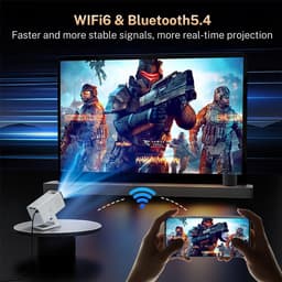Beamer 4K Ondersteuning – Android 14 – WiFi 6 & Bluetooth 5.4 – Auto Keystone – 270° Draaibaar — thumbnail 3