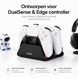 Sounix Oplaadstation geschikt voor PS5 / PS5 Slim / PS5 PRO / DualSense Controller - PS5 accessoires - Dual Oplader - Charging Dock - Zwart — thumbnail 5