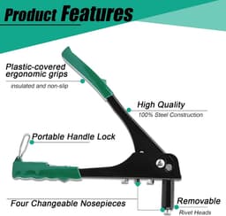 Versatile rivet gun with one hand - Coated with rubber,Comes with Drill,Rivets and Key for Optimal Comfort and - ShopVlot — thumbnail 3