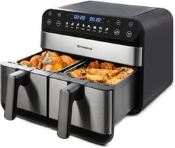 Heteluchtfriteuse – Dubbele Manden – 10 Liter – ABS en PC – Zwart – 8 Programma's – Uitschuiflades — thumbnail 2