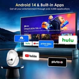 Mini Beamer Wit - Ingebouwde Apps - 4K Ondersteuning - LED Display - HDMI USB Wi-Fi Bluetooth - Voor Thuisbioscoop — thumbnail 5