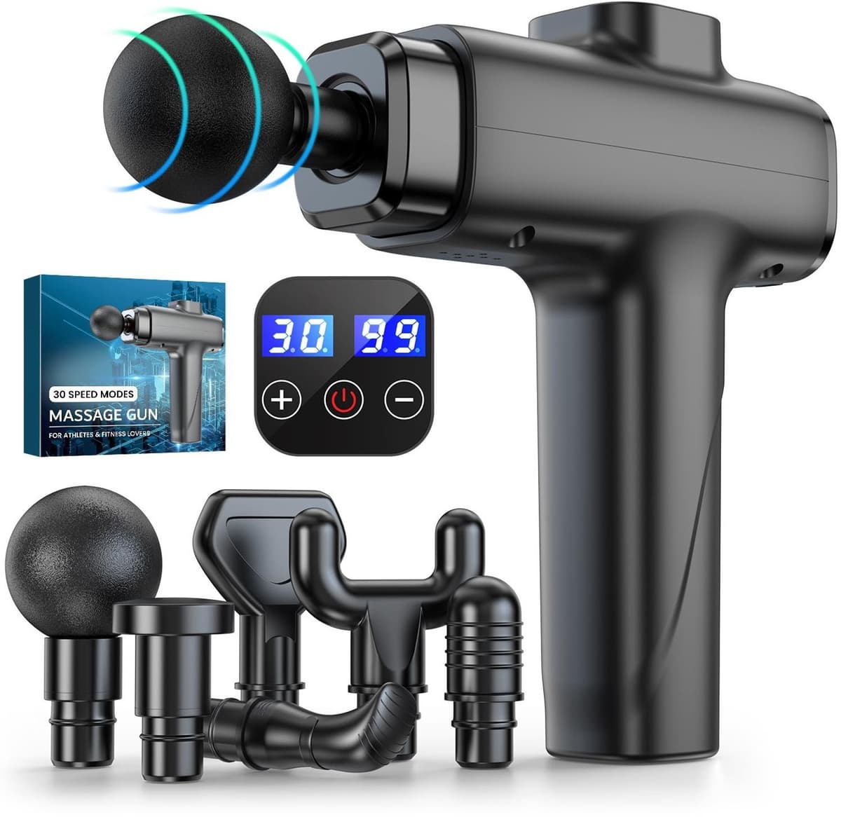 Draagbare Massage Gun met 30 Snelheden en LCD Display — afbeelding 1