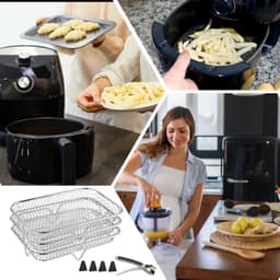 Luchtfriteuseplank, luchtfriteuse kookrekken 3x stapelbare grillmand — thumbnail 5