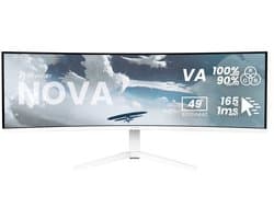 Arozzi Nova 49" v2 Gaming Monitor - Curved - DQHD VA - 165Hz - USB-C - White