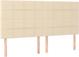 Bedframe met hoofdeinde, crèmekleurig, 200 x 200 cm, stoffen bed voor slaapkamer, hotel, logeerkamer, slaapkamer, logeerkamer — thumbnail 5