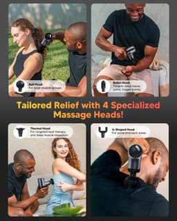 Massage Gun met Warmtefunctie, 4 Massagekoppen, 5 Snelheden, Stil en Oplaadbaar via USB-C, 3200 RPM — thumbnail 5