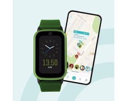 One2track Connect UP groen | GPS horloge voor kinderen | Bekijk de locatie van je kind. Stel veilige zones in. En videobellen met de leukste smartwatch voor kinderen