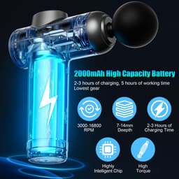 AQXONG Mini-spiermassagegeweer, ultrastil massagegeweer, 99 snelheden, 8 massagekoppen, LCD-scherm, draagbare - ShopVlot — thumbnail 2