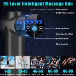 AQXONG Mini-spiermassagegeweer, ultrastil massagegeweer, 99 snelheden, 8 massagekoppen, LCD-scherm, draagbare - ShopVlot — thumbnail 5