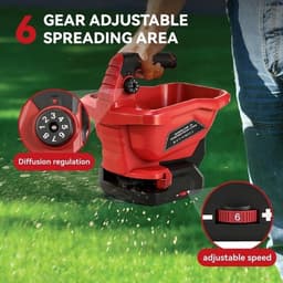 Accu-strooiwagen - Elektrische strooier - Voor gazononderhoud - 6 versnellingen - 33 liter - voor 800 m² — thumbnail 3