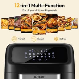 Heteluchtfriteuse, 12 l heteluchtoven, mini-oven, 1800 W, heteluchtoven met digitaal led-display, fruitdehydrator, barbecue | Heteluchtoven, 1800 W, 7 accessoires, 12-in-1 AirFryer, warmhoudfunctie, vaatwasmachinebestendig — thumbnail 5