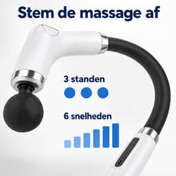 Cheqo® Massagepistool met 4 Opzetstukken - Massage Gun - Massageapparaat met Verlengarm - Nekmassage - Rugmassage - Schoudermassage - Spiermassage - Spierherstel - Triggerpoint Massage - Sportmassage - Zelfmassage - Massage Pistool Wit — thumbnail 4