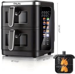 Airfryer – Heteluchtfriteuse – Dubbele Mand – Dubbele Lade – XXL Heteluchtoven – 11L Capaciteit – Verticaal Stapelbaar – PFAS-vrij – 2800W – 10 Kookprogramma’s – Sync & Match Functie — thumbnail 1