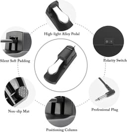 Toetsenbord sustainpedaal - Sustainpedaal voor keyboard - Pedalen - Sustain pedaal voor piano of keyboard - 6.35 mm Universeel - Met 1 meter kabel - Geschikt Voor keyboards en digitale piano’s synthesizer en elektronisch orgel — thumbnail 2