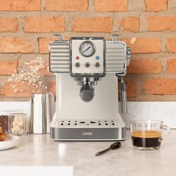 Livoo Espressomachine – 15 Bar – 1350W – 1,5L – RVS – Crème Retro Design — thumbnail 5