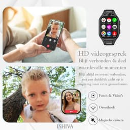 ISHIVA® PRO Smartwatch Kinderen - Kinder Smartwatch - GPS Horloge Kind (4G GPS) - Geschikt voor SIMkaart - met HD-camera & Videobellen - 800 mAh Long Battery - IPX7 Waterdicht - SOS Knop - School Mode - Voor iOS & Android - GPS Tracker - Zwart — thumbnail 3