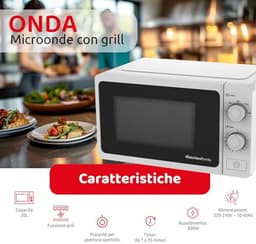 Multifunctionele Magnetron met Grill 20L – Krachtige Kleine Magnetron 800W, Handmatige Instelling en Timer — thumbnail 4