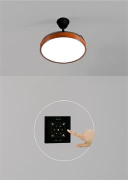 CREATE - Plafondventilator 40W stil met intrekbare bladen met licht - Ø91cm - Zwart / Donker hout - Controller voor wandmontage + afstandsbediening - WIND CLEAR STUDIO — thumbnail 5