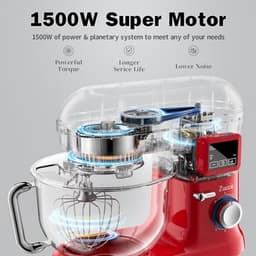 Keukenmachine 1500W met 5,5 L kom, LCD-display en 6 snelheden voor bakken en kneden — thumbnail 3