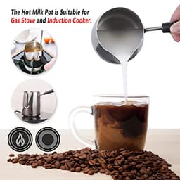 Turkse Koffie Maker Boter Verwarmer Mini RVS Griekse Koffie Verwarmende Smeltende Melkpan met Tuit voor Thuis Café, 350ml Koffie Verhitpan, — thumbnail 2