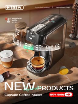 HiBREW H1A 4-in-1 Koffiecupmachine – Voor Nespresso, Dolce Gusto, ESE & gemalen koffie – Compact & Energiezuinig – Zwart — thumbnail 4