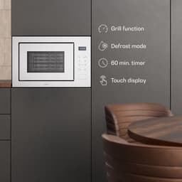 Klarstein Magnetron Velaire inbouwmagnetron met grill – 25 l, 850 W & 1200 W grill, 8 programma's, touchbediening, roestvrij staal, inbouwmagnetron, wit - 25L - voor Keuken - Timer - RVS - Aluminium glas Display - Microwave — thumbnail 3