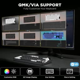 Yunzii AL80 - Zwart - Aluminium Mechanisch Draadloos Toetsenbord - 75% - Qwerty - Gaming Keyboard - RGB Lichten - Cacao Cream V2 Switch — thumbnail 4