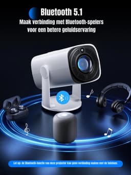 SCH® Draagbare beamer - Beamer - Projector - Mini Beamer - Wit - 20cm x 11cm x 11cm — thumbnail 2