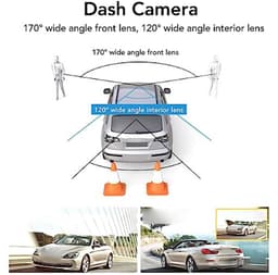 Dash Camera, 1080p Full HD 3 -weg Drievoudige Autocameraforder met 170 ° Groothoek Binnen en Buiten de CAR DVR voor Veilig Rijden — thumbnail 2