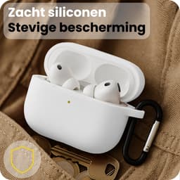 Hoesje Geschikt voor Apple Airpods Pro 3 - Siliconen Hoes met Clip - Silicone Case Cover - Wit — thumbnail 4