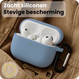 Hoesje Geschikt voor Apple Airpods Pro 3 - Siliconen Hoes met Clip - Silicone Case Cover - Lichtblauw — thumbnail 4