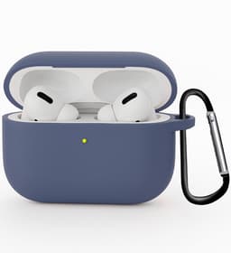 Hoesje Geschikt voor Apple Airpods Pro 3 - Siliconen Hoes met Clip - Silicone Case Cover - Grijsblauw — thumbnail 1