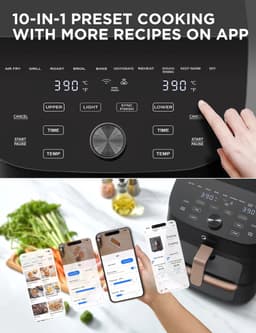 Air fryer MF-CY110A - Heteluchtfriteuse - dubbele stapel - overlappende heteluchtfriteuse - slimme wifi-synchronisatie met Alexa - 11L XL verticaal ruimtebesparend ontwerp - 10-in-1 mandgrillpan - geschikt voor 3 tot 8 personen - 2400 W — thumbnail 5
