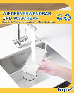 HEPA filterset voor stofzuiger: 3 filters + motorbescherming + uitlaat | Wasbaar en herbruikbaar | Allergievriendelijk | Tot 0,3 micrometer — thumbnail 3