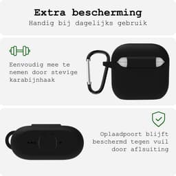 Case - Geschikt voor Apple AirPods 4 - Siliconen Hoes met Clip - Silicone Hoesje Cover - Zwart — thumbnail 5