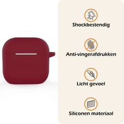 Hoesje - Geschikt voor Apple AirPods 4 - met Clip - Siliconen Hoes - Silicone Case Cover - Donkerrood — thumbnail 3