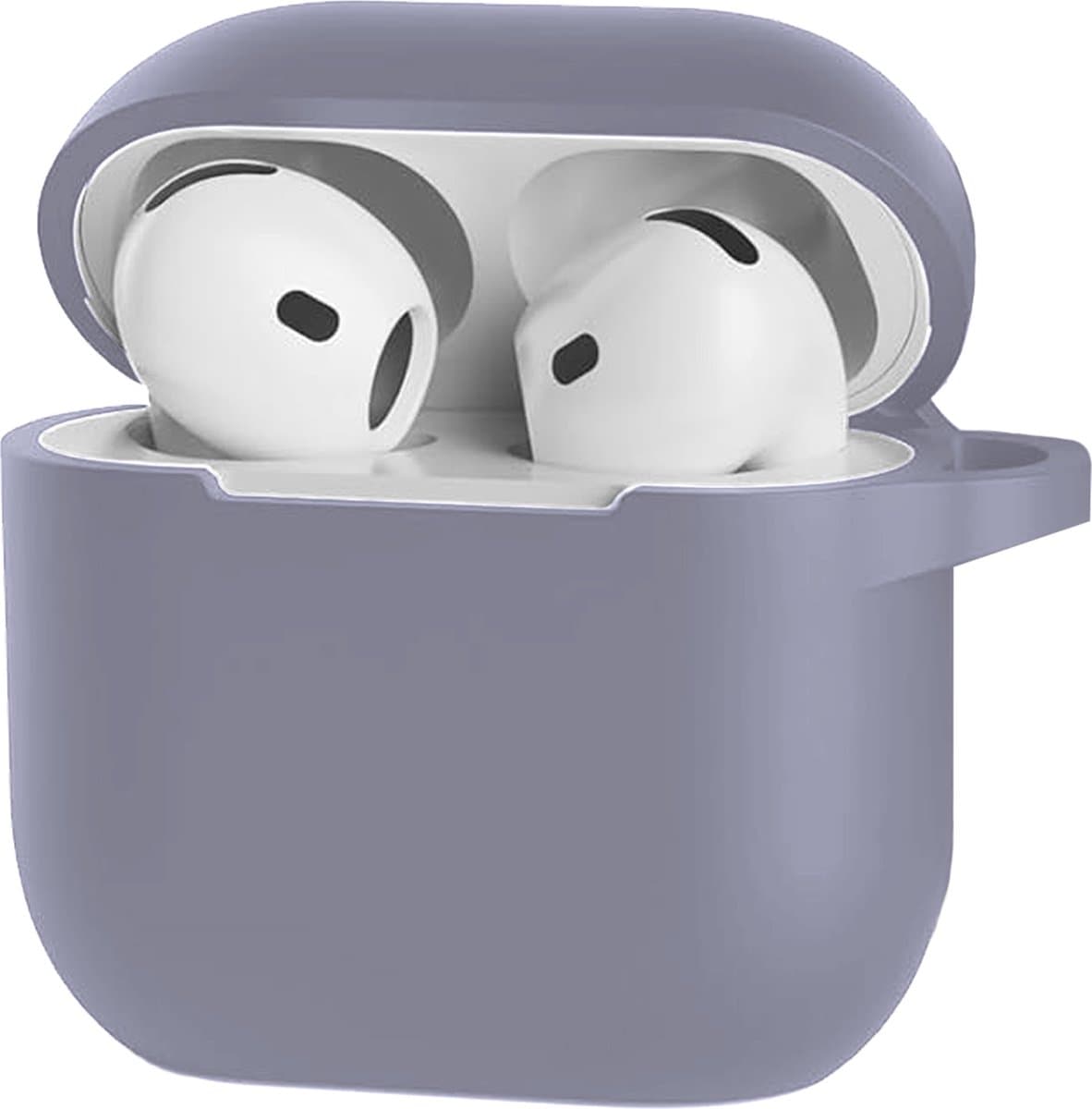 Hoesje Geschikt voor Apple AirPods 4 - Siliconen Hoes met Clip - Silicone Case Cover - Lila — afbeelding 1