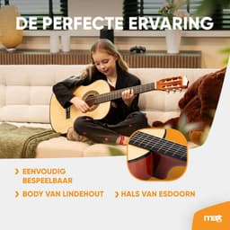 Kinder gitaar - MAX SoloArt akoestische gitaar 3/4 - Met gratis muzieklessen en accessoires - Hout — thumbnail 4
