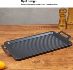 Draagbare Lichtgewicht Rookloze Houtskoolgrill - Tafelbarbecue met Alcoholkachel - Binnengrill 106 X 79 Inch - Verwijderbare Grillplaat - Houten Basis voor Kamperen — thumbnail 3
