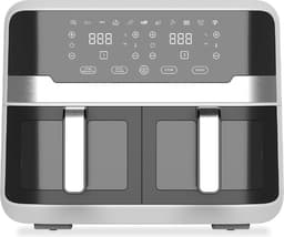 White-label® Dubbele Airfryer XXXL - Duo Heteluchtfriteuse - Geschikt voor Accessoires - 9L - Zilver — thumbnail 1