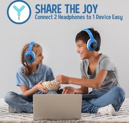 PowerLocus Bobo - Draadloze Koptelefoon voor Kinderen - Bluetooth koptelefoon - 74/85/94dB Volumebegrenzing - Led Verlichting - Audio Sharing Functie - Blauw/Zwart — thumbnail 5