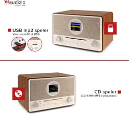DAB Radio met CD Speler en Bluetooth - Audizio Lucca - FM en Internetradio - AUX en USB Stick Ingang - Wekker — thumbnail 3