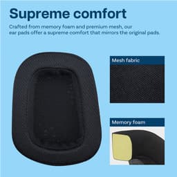 Vervangende Oorkussens voor Logitech G35, G230, G231, G233, G332, G430, G431, G432, G433, G533, G633, G633S, G635, G930, G933, G933S, G935 Hoofdtelefoon van MMOBIEL – Mesh Fabric Oorkussens – Zwart — thumbnail 2