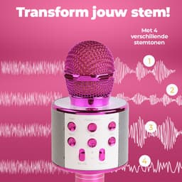 Denver Karaoke Microfoon Bluetooth - Draadloos - Karaoke Set - Ingebouwde Speaker - AUX - MicroSD - KMS20 - Roze — thumbnail 3