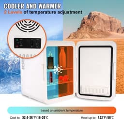 10 L / 12 blikjes minikoelkast, 2 in 1 kleine koelkast Koel- en verwarmingsfunctie, slot Compacte drankkoelkast 9V DC / 220V AC voor kantoor en slaapzaal Drank Cosmetisch wit — thumbnail 4