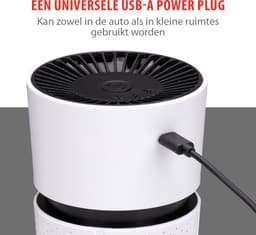 alpina Mini Luchtreiniger met HEPA Filter H13 - Air Purifier met Ionisator voor Ruimtes 6m2 - Lucht Reiniger met USB voor Binnen en Onderweg - Air Cleaner 1.5W - Wit — thumbnail 4