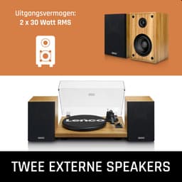 Lenco Platenspeler met Bluetooth - Twee externe Speakers - Ingebouwde Versterker - LS-500OK - Hout — thumbnail 3